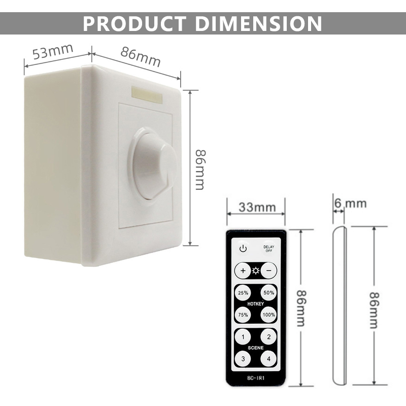 86 Wall Type Knob LED Switch , Single Colour LED Controller With RF Remote Control