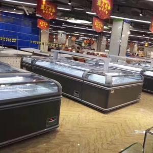 China Sliding Glass Door Island Freezer Suitable for Frozen Food Display Chest Freezer Deep Freezer wholesale