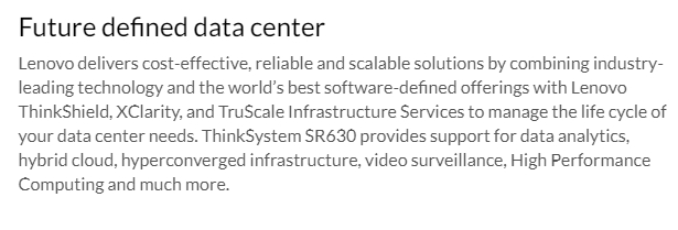 Le novo SR630 Server System with 32GB Memory Intel Xeon-Gold 6240 1U Rack server