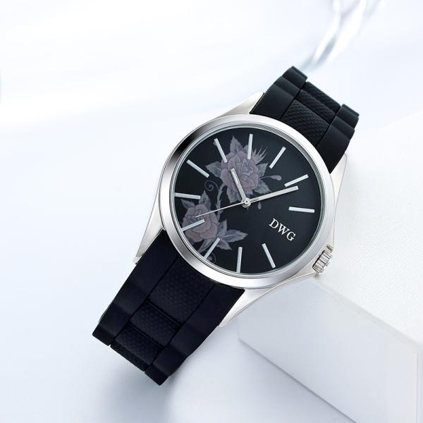 IP silver case silicone sports watches mineral glass unisex quartz watch