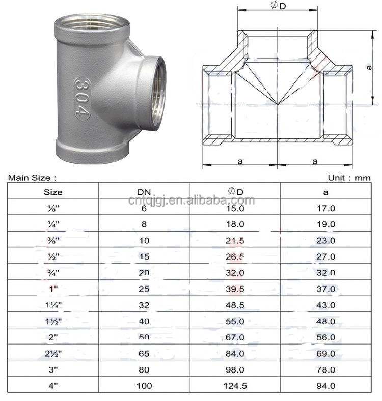 304 316 Female BSP/NPT 3-Way Y Type Equal Tee Stainless Steel Pipe Fitting with Casting and Customized Support OEM Durable