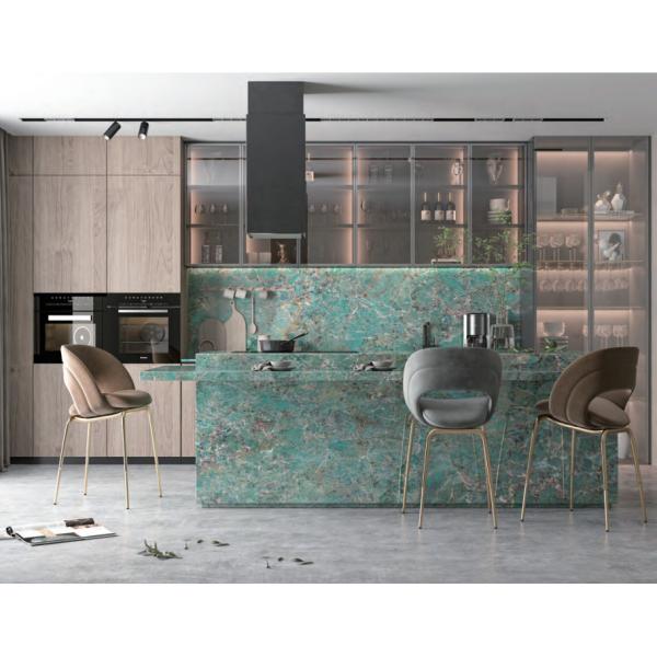 Green Colour Marble Slab Polished Granite Floor Tiles 6mm Thickness