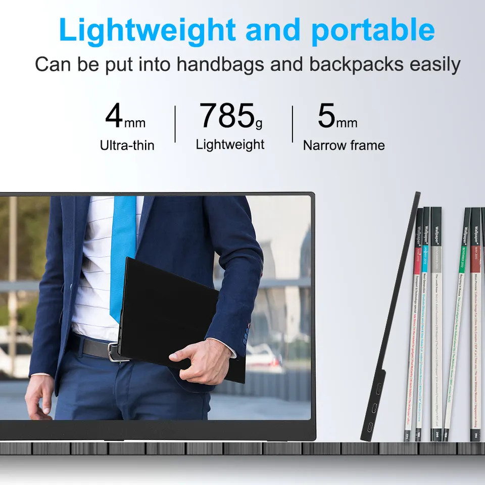 Ultra Thin Gaming Portable Touch Screen Monitor FHD USB Type C for Smart Phone IPS Panel