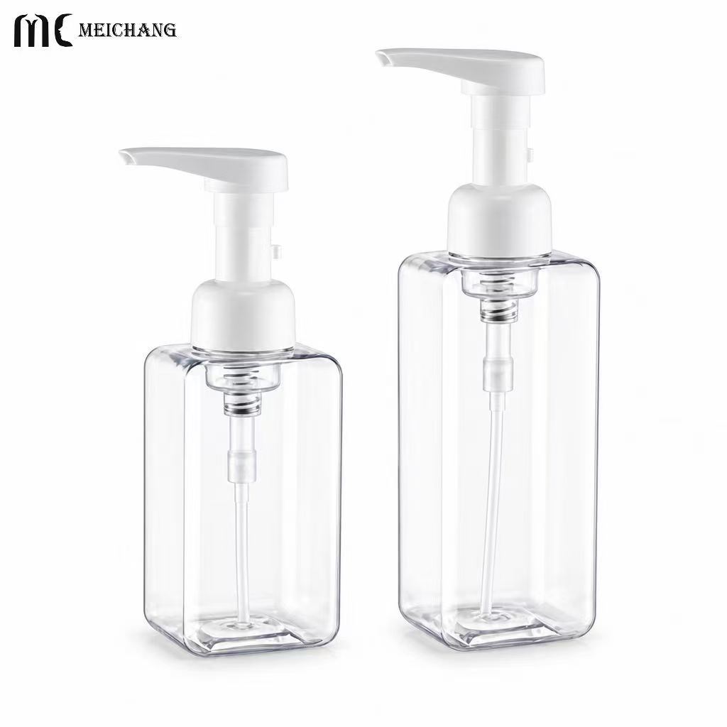 500ml / 600ml Refillable Square PET Foaming Pump Bottle, with a 1.5cc foaming dispenser(MC-1806)