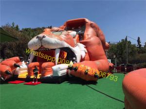 China giant tiger bouncy castle slide wholesale