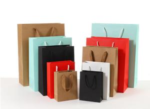 Durable Coloured Paper Carrier Bags Matt / Glossy Lamination Surface Handling