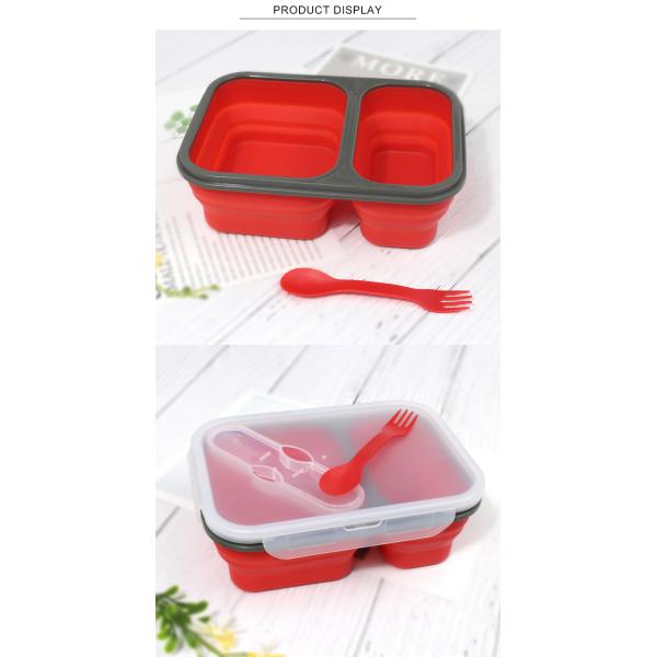 Rectangle 460g 3 Compartments Silicone Folding Lunch Box