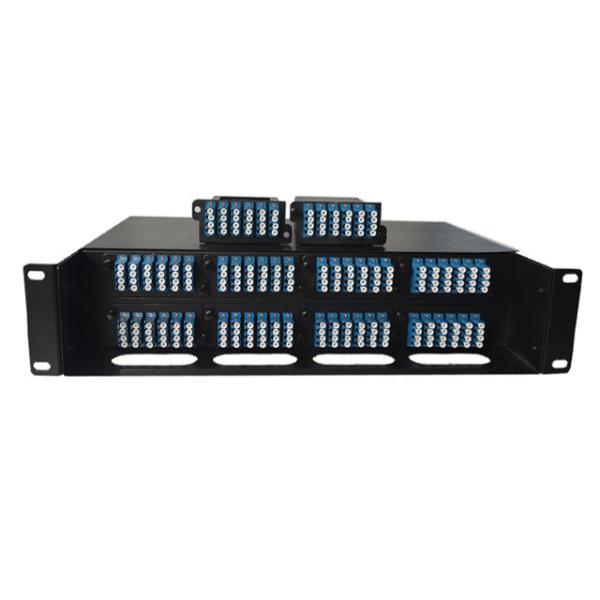 Quality 192 Port Quad LC 2RU MPO Fiber Patch Panel 8x24F Cassette Module for sale