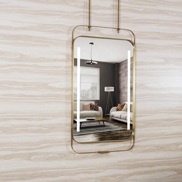 Quality Rust Resistant LED Lighted Metal Framed Bathroom Wall Mirror with Round Corner Design for sale