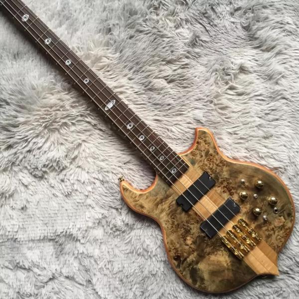 Custom 4 Strings Neck Through Body Alembic Style Electric Bass Guitar Tree Burl Top
