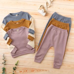 China Children'S Kids Waffle Solid Color Stitching Sets ODM wholesale