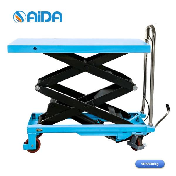 Quality Aida Durable 800kg Double Scissor Lifting Platform Trolley for Smooth Lifting Operations for sale