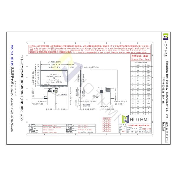 7.0 Inch TFT LCD Display | 1024x600 Capacitive Touch | RGB High Brightness