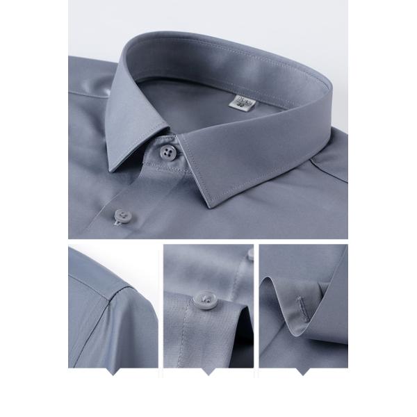 Non-Iron Men's Long-Sleeved Shirt with Covered Button Closure and Anti-Wrinkle Feature