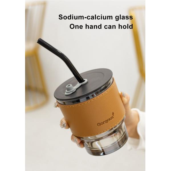420ml 450ml Soda Lime Glass Reusable Coffee Cups With Lids Leak Proof Travel Mug