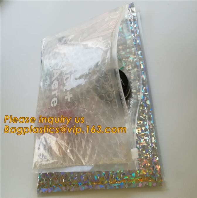 Cosmetic Slider Zip lockk Bubble Bags Bubble Slide Pouch,Zip lockk esd bubble bag bubble packaging wrap cosmetic pouch slide