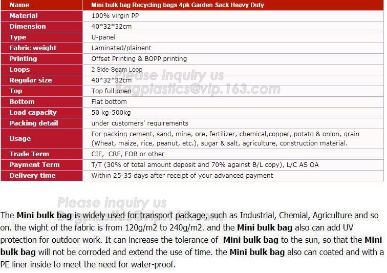 customizable PP u-panel baffle big bag /coated white woven PP jumbo bag/ventilated 4 panel baffle bag/all colors availab