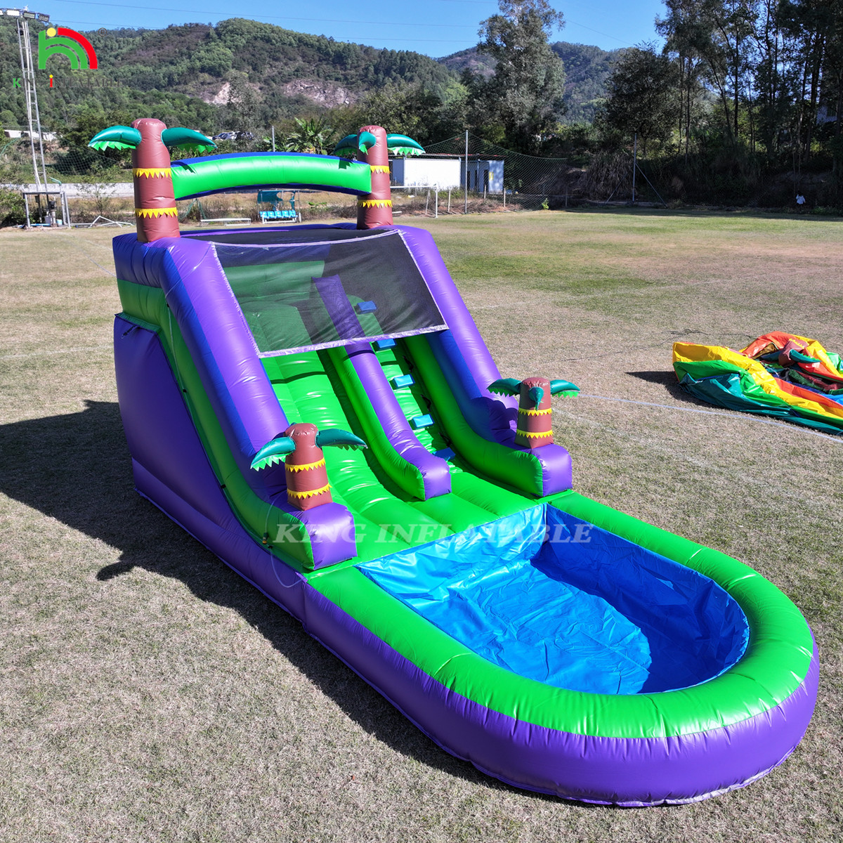 Commercial PVC Inflatable Water Slide Outdoor Backyard Kids Waterslide With Bigger Water Splash Pool & 1100W Blower