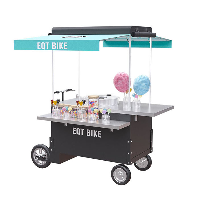 China Stainless Steel Load 300KG Cotton Candy Bike Vending Cart wholesale