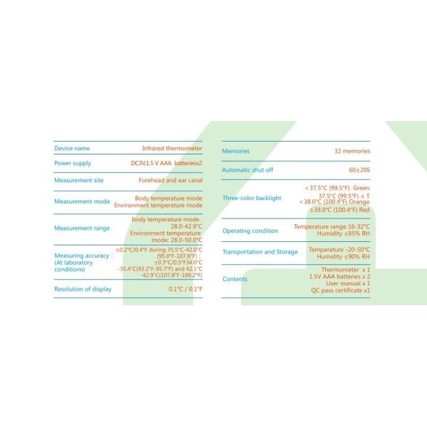 Fast Reading Forehead / Ear Canal Non Contact IR Thermometer