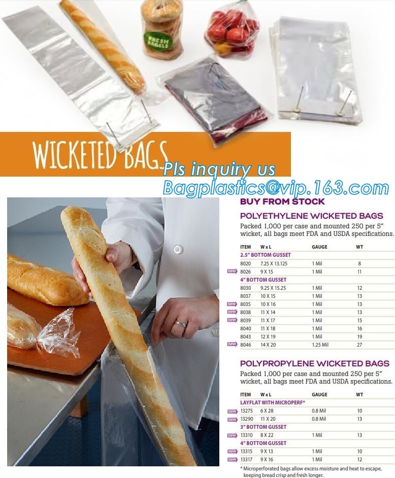 custom LDPE wicket bag manufacturer,Printed Plastic Micro Perforated Bread Wicket Bag,bread transparent packaging CPP BO
