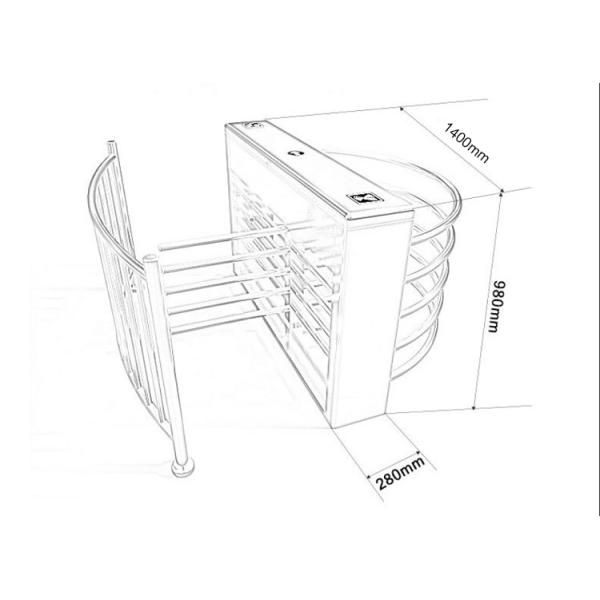 Waist Height Fingerprint Electronic Turnstile Entrance Gates 304 Housing Material