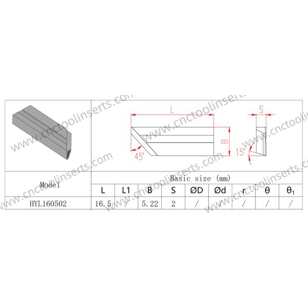 Carbide Reaming Insert With PVD Coating HYL160502 HYB208A Ideal For Difficult-to-Machine Materials Except Temperature Alloys