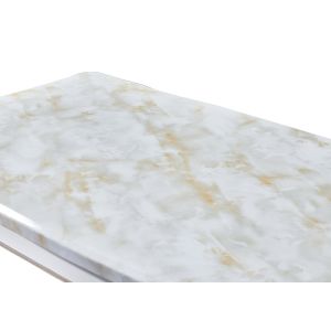 Pearlescent White Painted Rectangular Marble Dining Table