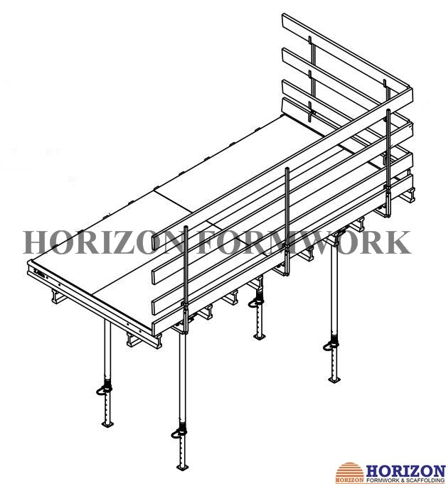 Adjustable Guardrail Post For Safe Working Protection In Slab Formwork Scaffolding Systems