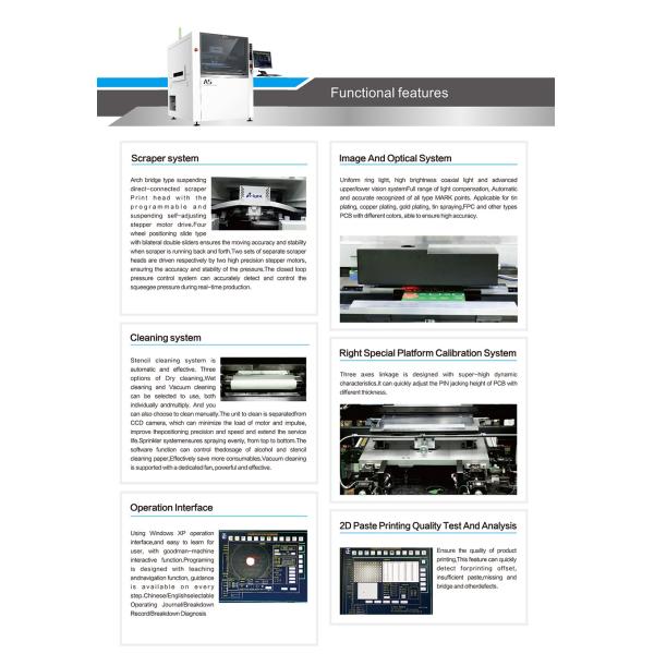 solder paste SMT Stencil Printer Full Automatic 900mm/s 400*340mmm