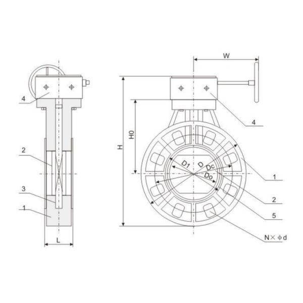 Light Weight Fire Fighting Valves , Plastic Butterfly Valve 300PSI Pressure