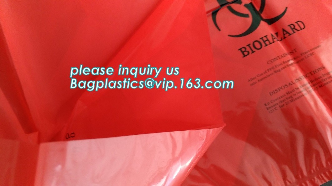 LDPE biohazard waste bin bags disposable medical autoclave bags, biohazard specimen bag plastic adhesive flat bag, bagea