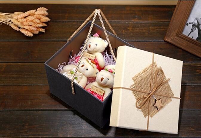 Custom design gradient color luxury paper packaging gift box with lid,Paper Flower Box Florist Bouquet Box Packaging Ros
