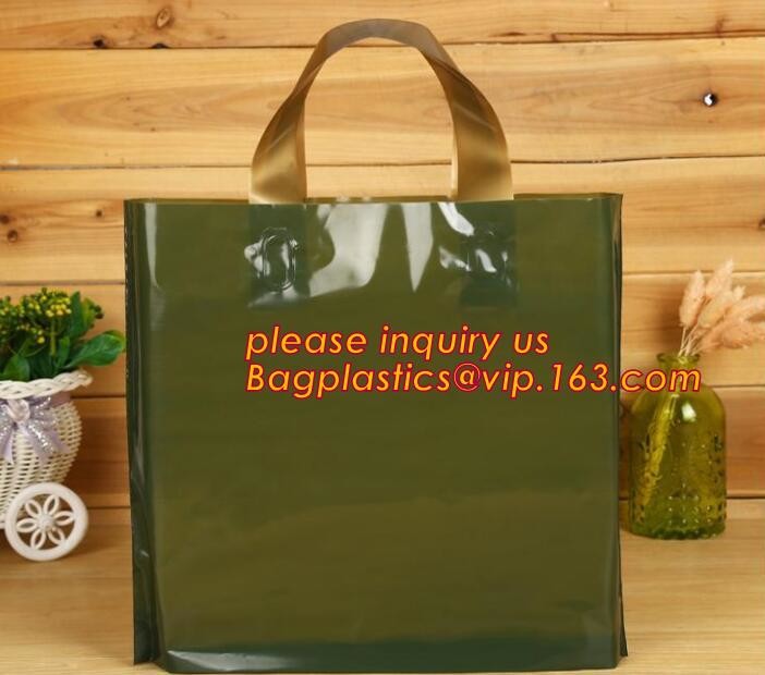 Promotional customized high quality soft loop plastic cloth bag,manufacturer custom soft loop handle polyethylene PE pla