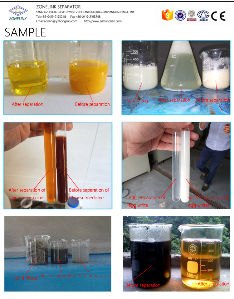 SS304 3 Phase Centrifuges Waste Cooking Oil Apple Juice Centrifuge