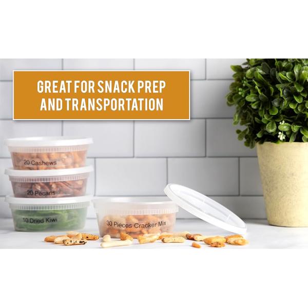 Storage Containers With Airtight Leak Proof Lids - Washable And Reusable - Recyclable BPA-Free - Microwave, Fridge