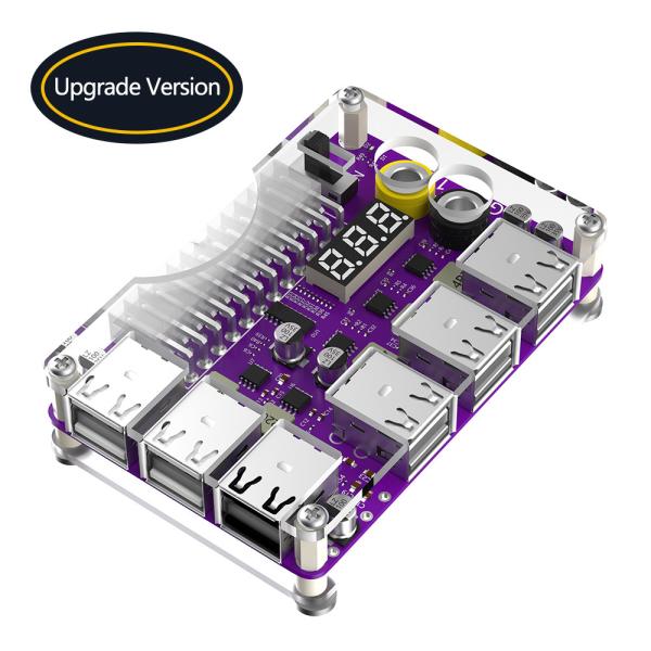 ATX 24 Pin Power Supply Breakout Board with Acrylic Case Kit 3 Digit LED Display 12- port USB 2.0 & QC 2.0/ 3.0 & 12V Output