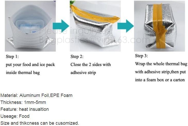 Custom Packing Aluminum Foil Zip-Lock Grocery Handle Thermal Insulation Cooler Bag For Outdoors,Promotional Insulated La