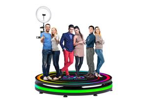 Adjustable Selfie Stand 360 Camera Booth Rotating 360 Ring Light Photo Booth