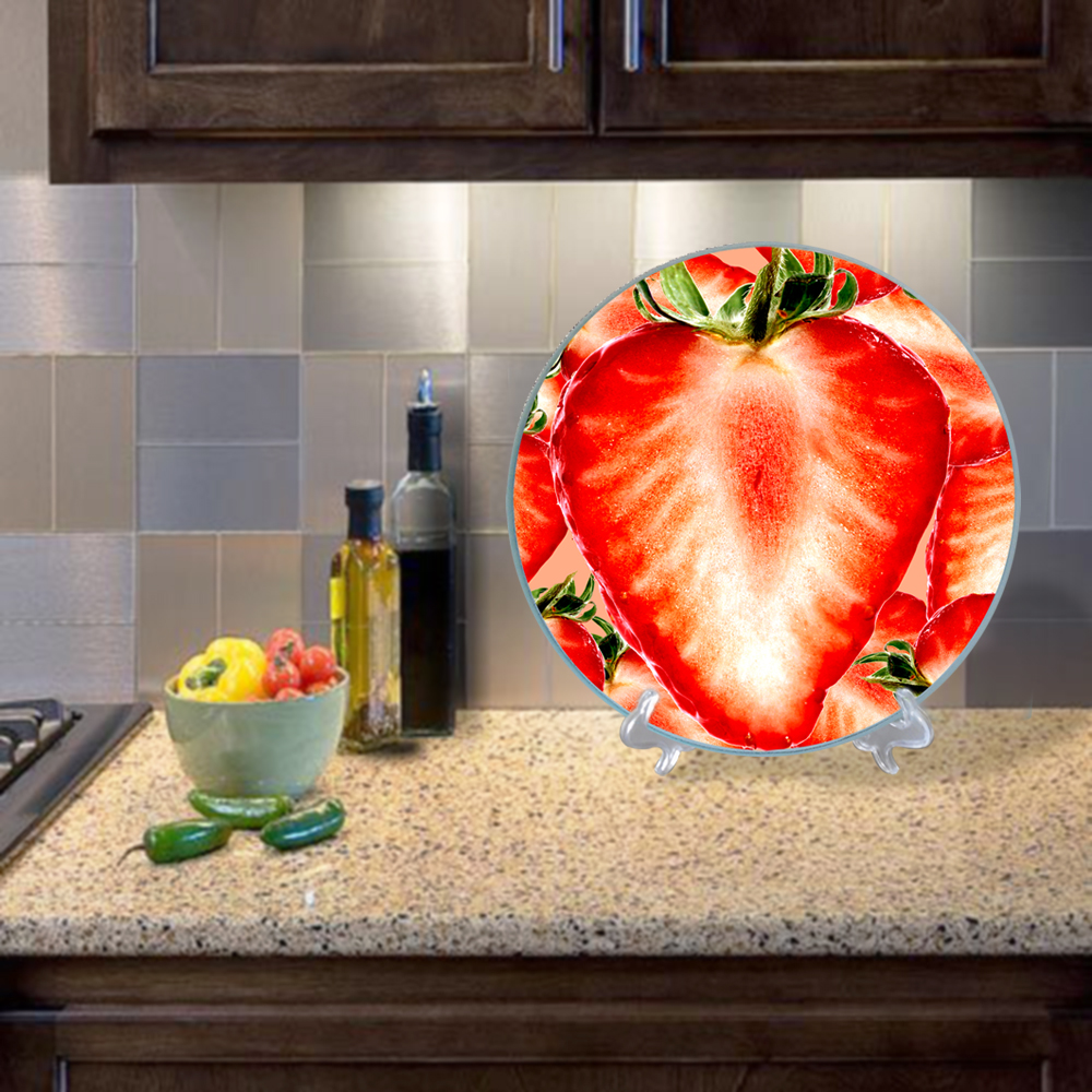 Serve in Style with White Vegetable Kitchen Tempered Glass Cutting Board With Handle