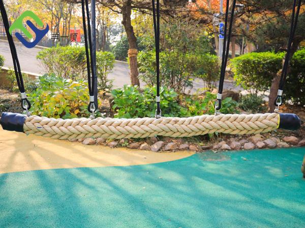 Quality Hemp Color Playground Swing Bridge 150mmx2.5m Polyester Rope For Kids for sale