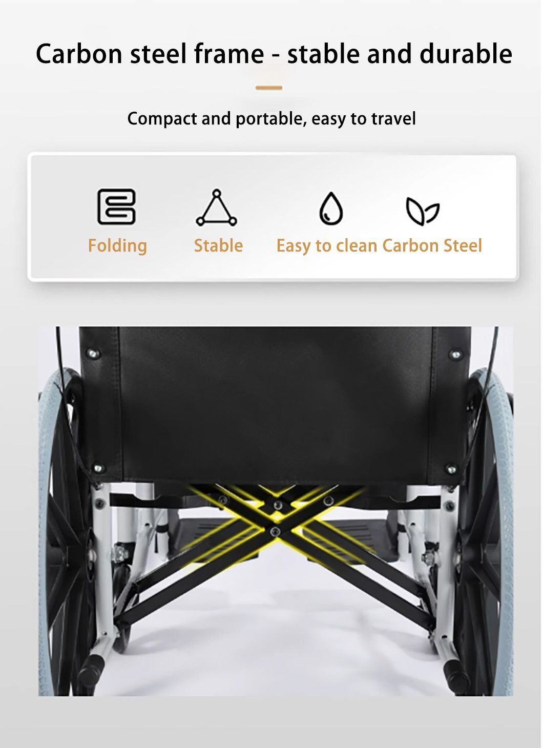 Premium Foldable Portable Wheelchair for Daily Use and Rehab