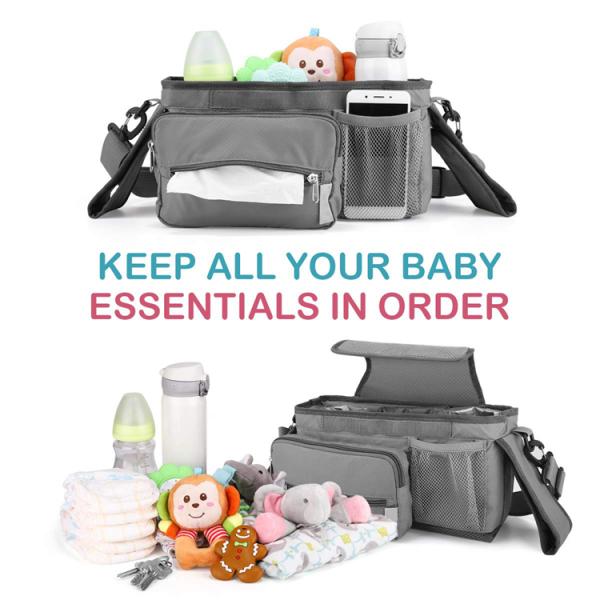Baby Stroller Organizer Bag Expandable Mesh Pouch