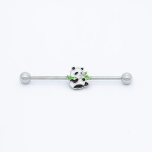 China Cute Enamel Panda Industrial Bar Piercing Jewelry 316 Stainless Steel 38mm wholesale