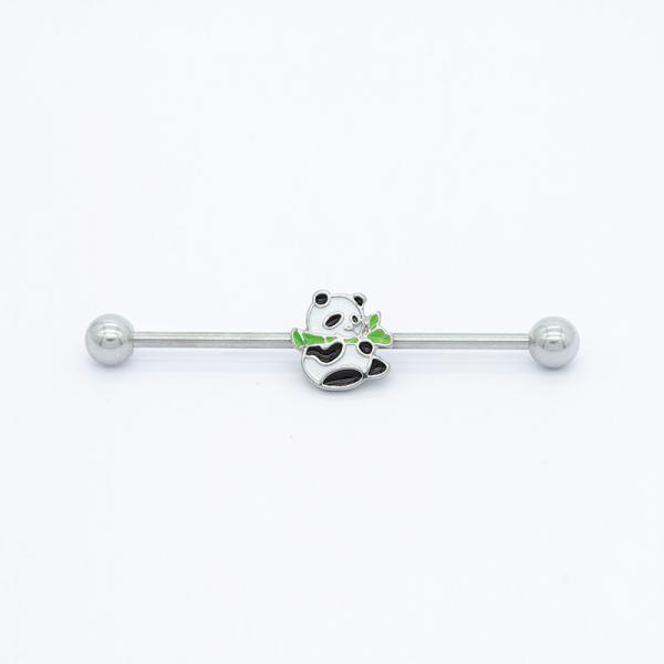Quality Cute Enamel Panda Industrial Bar Piercing Jewelry 316 Stainless Steel 38mm for sale