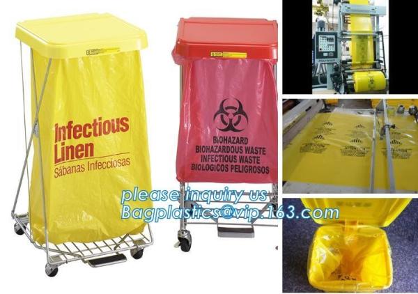 Quality Disposable Hospital Red / Yellow Polyethylene Biohazard Infectious Autoclave Bags, Draw string Biohazard garbage/trash b for sale