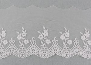 Embroidered Floral Lace Fabric Scolloped Edging Nylon Mesh Cotton Lace Bridal Ribbon