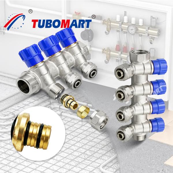 Quality Brass Pex Ball Valve Manifold 2 - 12 Outlets Underfloor Heating Manifold for sale