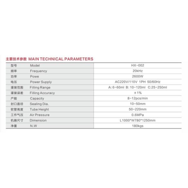 Ultrasonic Tube Automatic Filling Machine 20kHz Low Noise Level