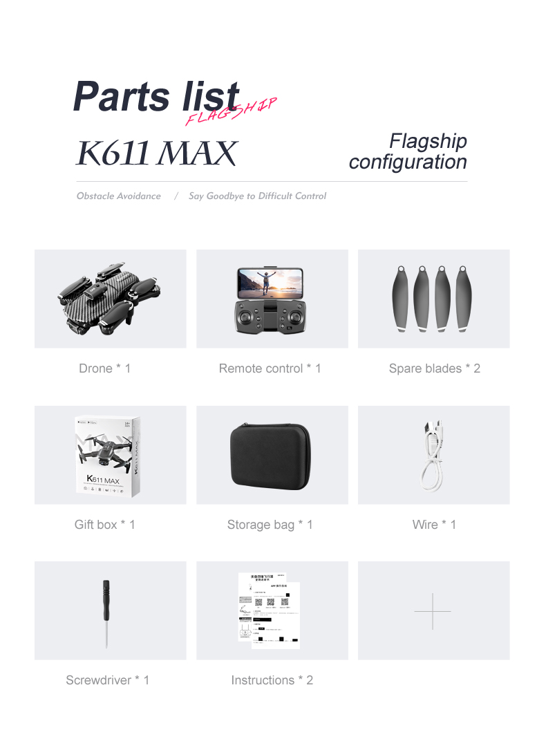 K611 Max 4k Dual Camera Drone Wide Angle Obstacle Avoidance Battery Type lipo battery Optical Flow Hovering Fpv Drone